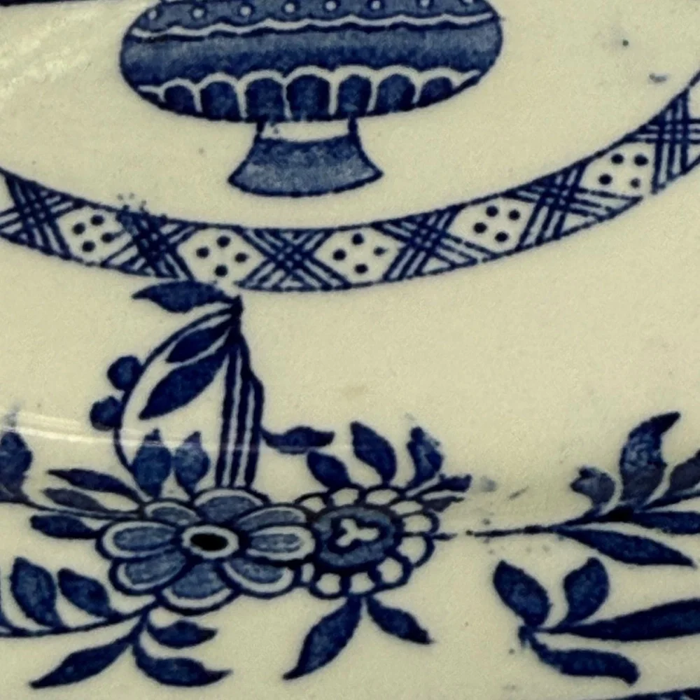 Vintage James M Shaw Delph Relish Oriental Blue Antique Plate